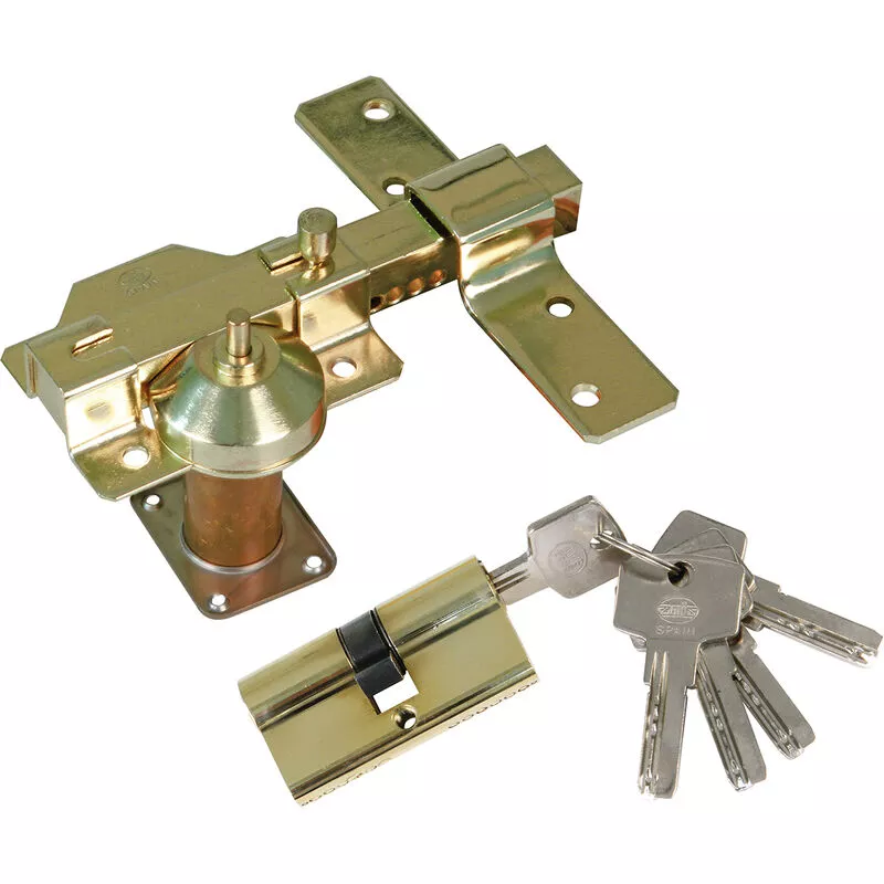 Kit cerrojo + cilindro Acero Oro Amig modelo 1 barato