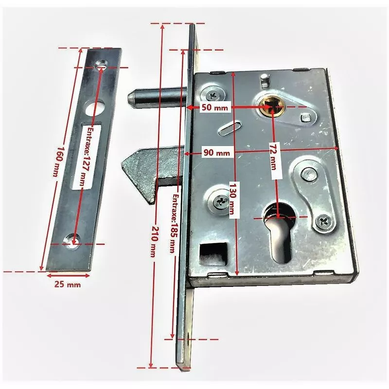 Klose Besser - Cerradura con Gancho de Embutir. Acero Galvanizado. Eje de 50 mm y Eje de 60 mm. Se suministra sin cilindro. 50 mm barato