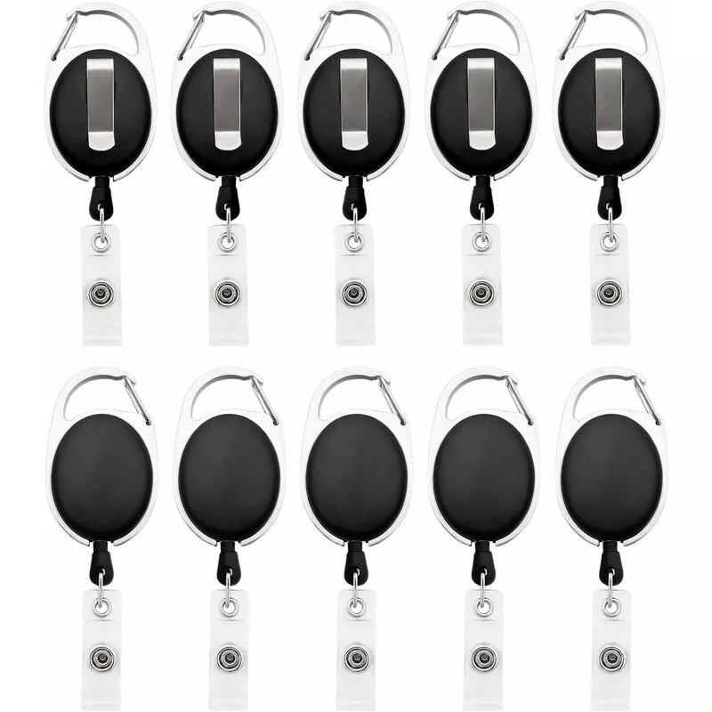 LYCXAMES -- 10 mosquetones para tarjetas de identificación con carretes con clip para cinturón con clips para sujetar insignias barato