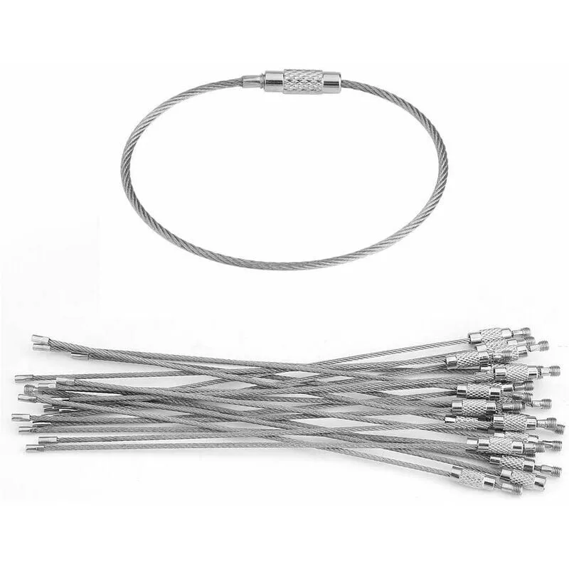 Llavero De Alambre, Anillo De Llavero Cables De Acero Inoxidable, Anillos De Cable De Bucle Con Juntas 20 Piezas, Acero Inoxidable 304 1.5 15 Cm En Oferta Llavero De Alambre