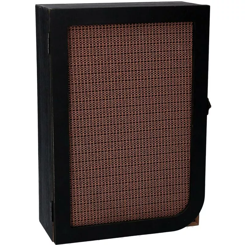 Llavero puerta madera negra rectangular con 3 ganchos cm20x9