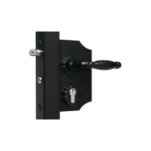 Locinox - Cerradura de hierro forjado Ral 9005 Negro cancela batiente con manilla + cilindro - perfil 30 a 50 - LAKQ3030 H2L barato