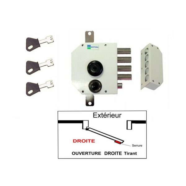 Mottura - Cerradura de 3 puntos 630 A2P1 estrella blanca 3 llaves Derecho - Sin barra - 3 Clés barato