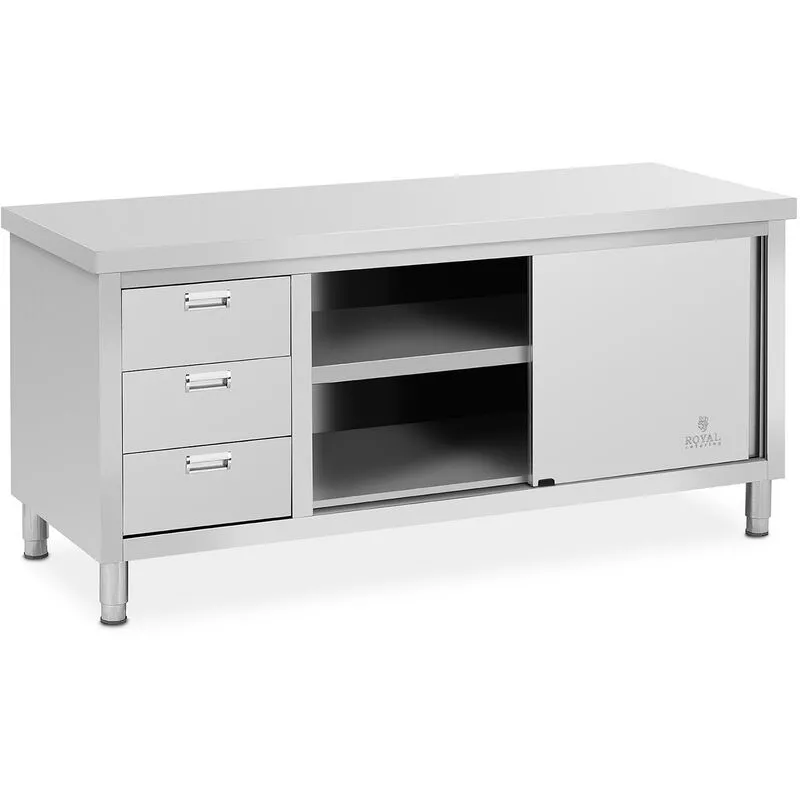 Mueble Neutro Armario Bajo de Cocina 200 x 60 cm Acero Inox. Puertas Correderas - Amarillo