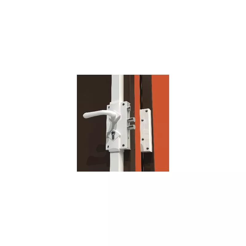 Mul-t-lock - S300M Cerradura de superficie reversible de 3 puntos de color marrón H.2040mm sin cilindro + separador de 2