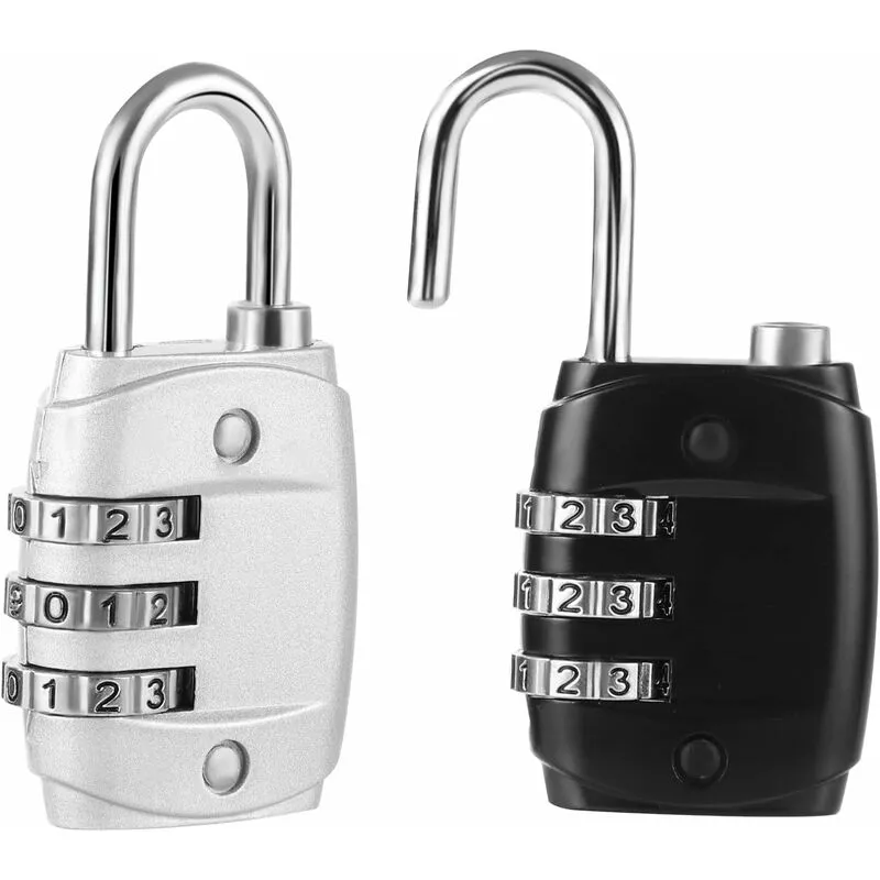Paquete de 2 candados con código de 3 dígitos