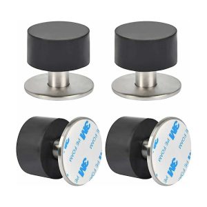 Paquete de 4 topes de puerta autoadhesivos de acero inoxidable con caucho resistente a impactos para montaje en pared o piso con cinta o tornillos de barato