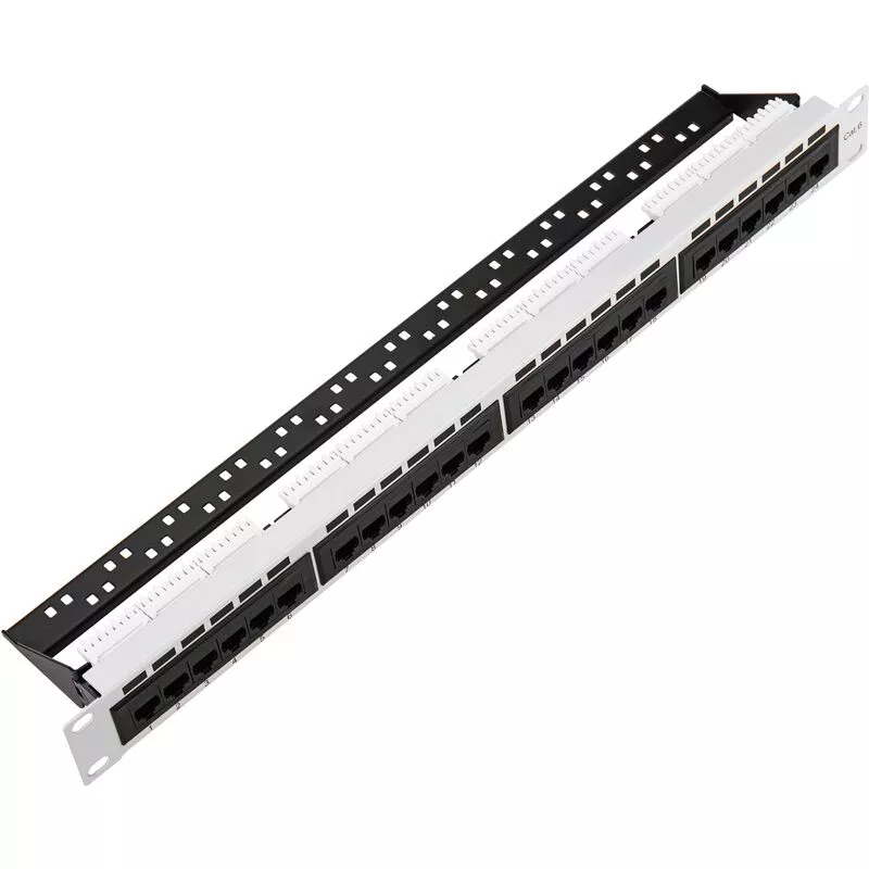 Patch panel 24 RJ45 Cat.6 utp 1U blanco con peine - Rackmatic barato