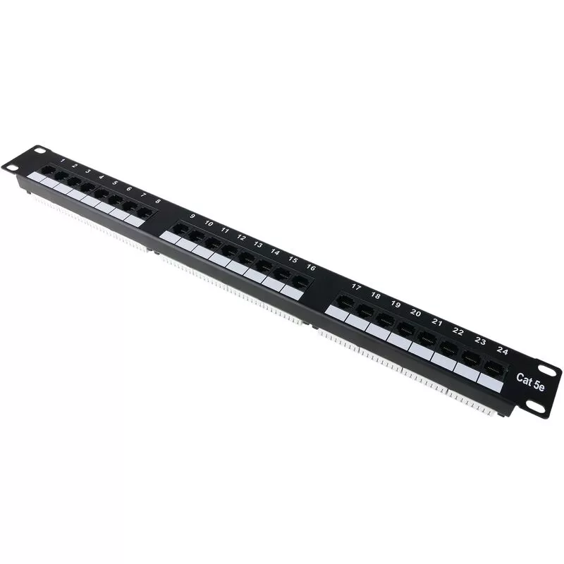Patch panel de 24 RJ45 Cat.5e utp 1U negro - Rackmatic barato