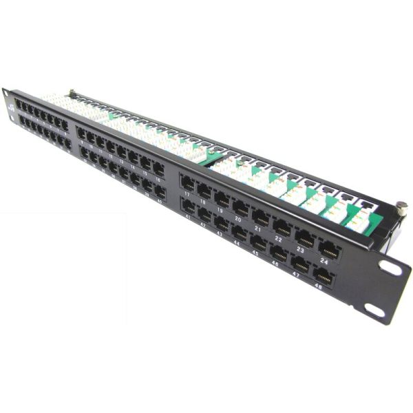 Patch panel de 48 RJ45 Cat.5e utp 1U negro - Rackmatic barato