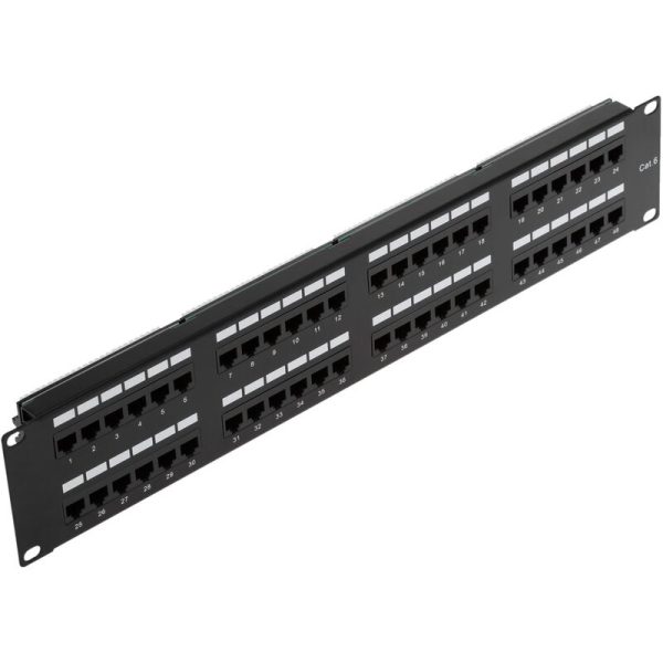 Patch panel de 48 RJ45 Cat.6 utp 2U negro - Rackmatic barato