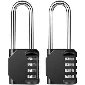 Petites Ecrevisses - 2 pcs Candado de Combinación Extendido Negro Cerradura de Combinación de 4 Dígitos para Gimnasio Garage Casillero barato