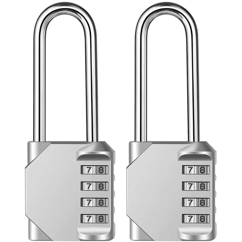 Petites Ecrevisses - 2 pcs Candado de Combinación Extendido Plateados Cerradura de Combinación de 4 Dígitos para Gimnasio Garage Casillero barato