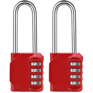 Petites Ecrevisses - 2 pcs Candado de Combinación Extendido Rojo Cerradura de Combinación de 4 Dígitos para Gimnasio Garage Casillero barato