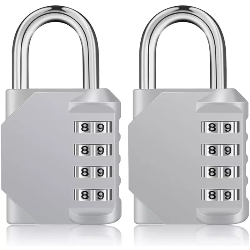 Petites Ecrevisses - 2 pcs Candado de Combinación Plateados Cerradura de Combinación de 4 Dígitos para Gimnasio Garage Casillero barato