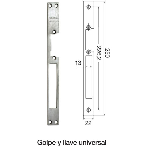 Placa Cuerpo Cierre Electrico Universal 25Mm G/Llave 17Mm Latonad - Dorado barato