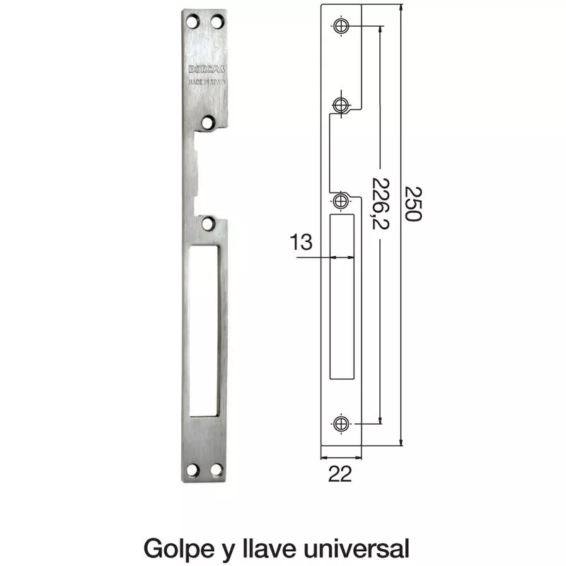 Placa Cuerpo Cierre Electrico Universal 25Mm G/Llave 17Mm Latonad - Dorado barato