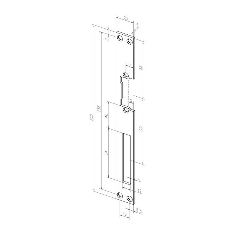 Placa de golpeo plana.021 VA de tamaño 25xL.250mm DIN L / R ASSA ABLOY barato
