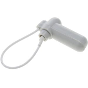 PrimeMatik - Etiqueta antihurto compatible EAS RF 8.2MHz 50 x 13 mm blanca antirrobo cable acero 25 unidades barato