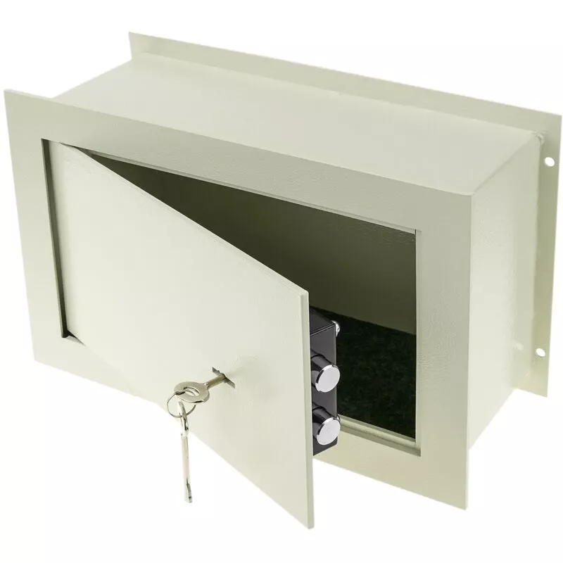 PrixPrime - Caja fuerte de seguridad beige empotrada de acero con llaves 36x15x23cm barato