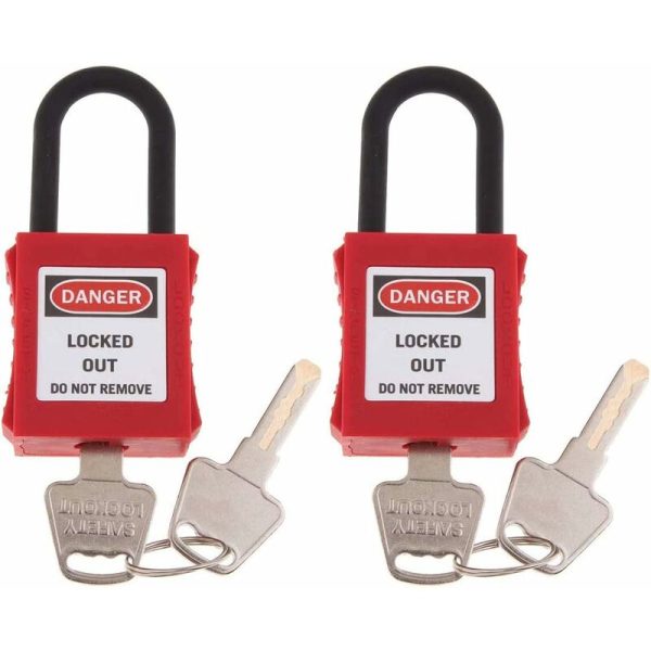 Qersta - Paquete De 2 Candados De Seguridad De Plástico De Ingeniería Rojo Con Etiqueta De Aislamiento De Energía Barato