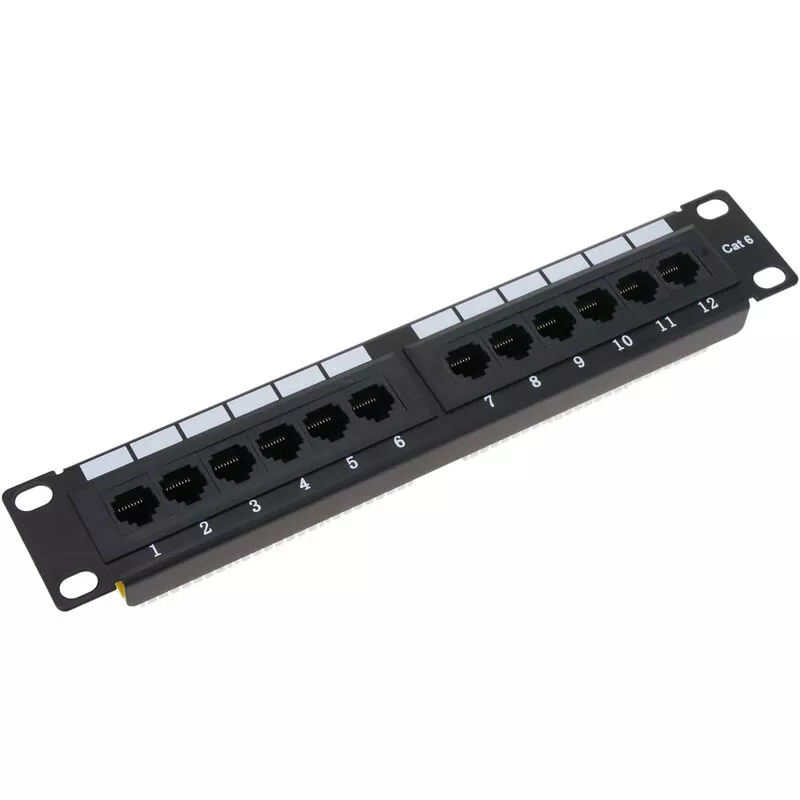 RackMatic - Patch panel 10 para armario rack 12-Port RJ45 Cat.6 UTP 1U barato