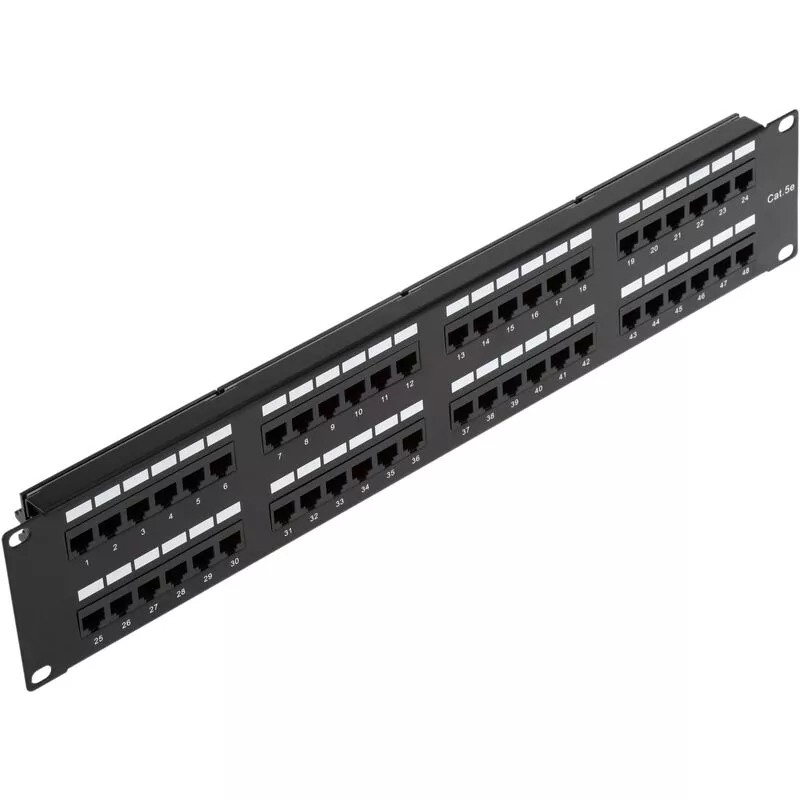 RackMatic - Patch panel de 48 RJ45 Cat.5e UTP 2U negro barato