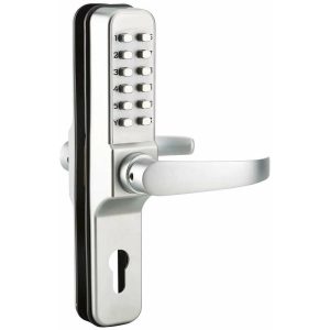 Serrure à combinaison chromée mat avec béquille double pour serrure à encastrer entraxe 70 mm 3 clés - Thirard barato