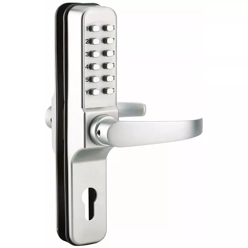 Serrure à combinaison chromée mat avec béquille double pour serrure à encastrer entraxe 70 mm 3 clés - Thirard barato