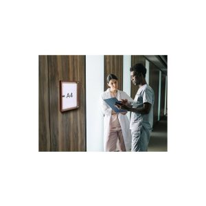 Tablon anuncios diseño V1 alum efecto madera oscura BTV barato