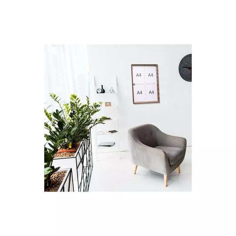 Tablon anuncios diseño V2 alum efecto madera oscura BTV barato