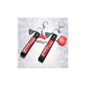 Tpwols Juego de 2 Llaveros Llaveros de Navidad Llavero Creativo para Bolso Mochila Coche (Negro).