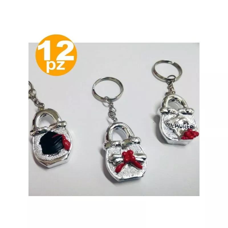 Trade Shop Traesio - 12 favores Luck Silver Grado Metal Connectths Keychiavi barato