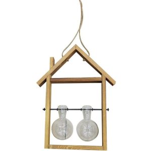 Webmarketpoint - Porta flores de madera con cristal 2 plazas cm25x6