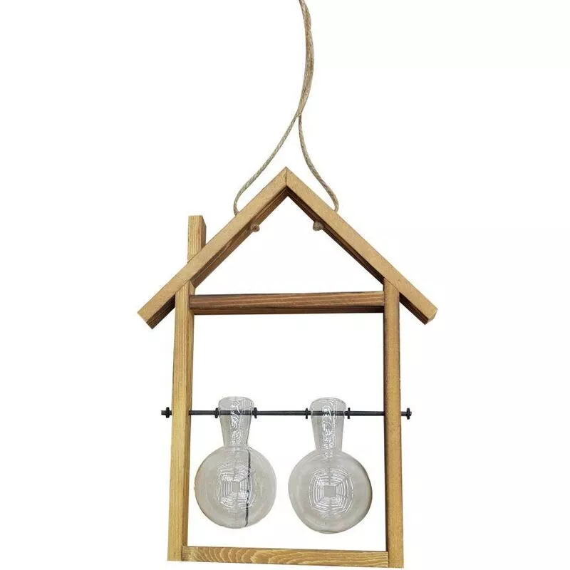 Webmarketpoint - Porta flores de madera con cristal 2 plazas cm25x6